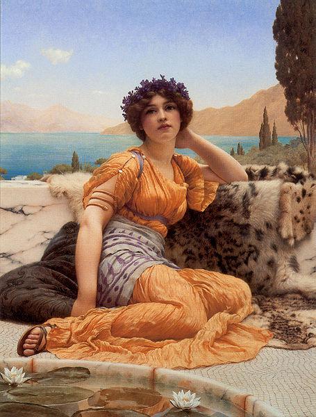 John William Godward With Violets Wreathed and Robe of Saffron Hue China oil painting art